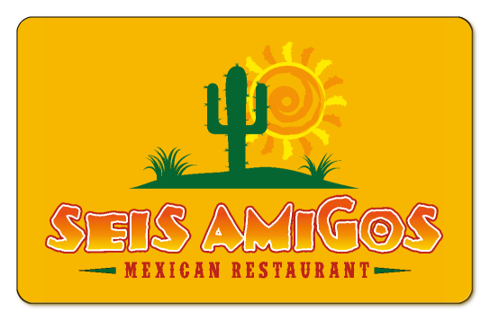 seis amigos cactus and sun logo on a yellow gold background